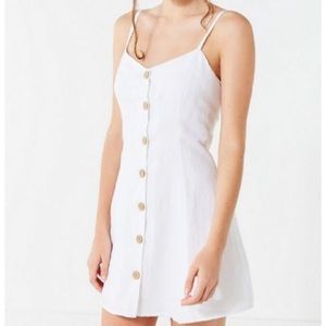 UO button down strappy back linen dress